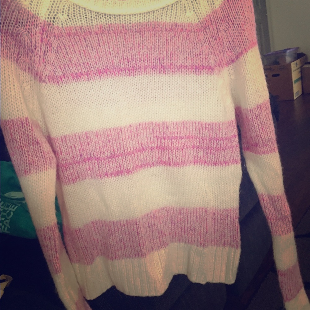 S Cream and Purple Sweater